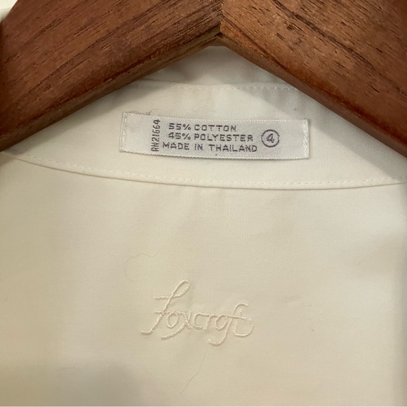 VTG Women’s Foxcroft White Embroidered Buttondown Sz. 4 Metal Buttons Cottage - Picture 5 of 8